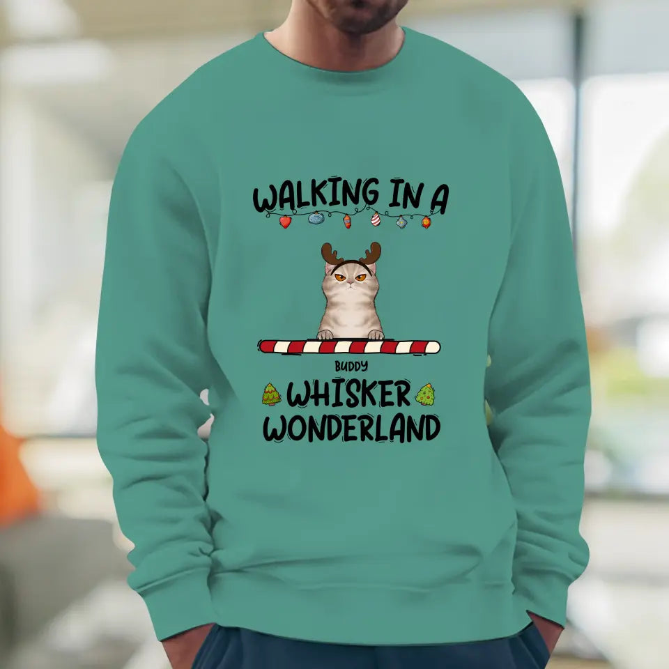 Walking In A Whisker Wonderland - Custom Name - Personalized Gifts For Cat Lovers - Sweater