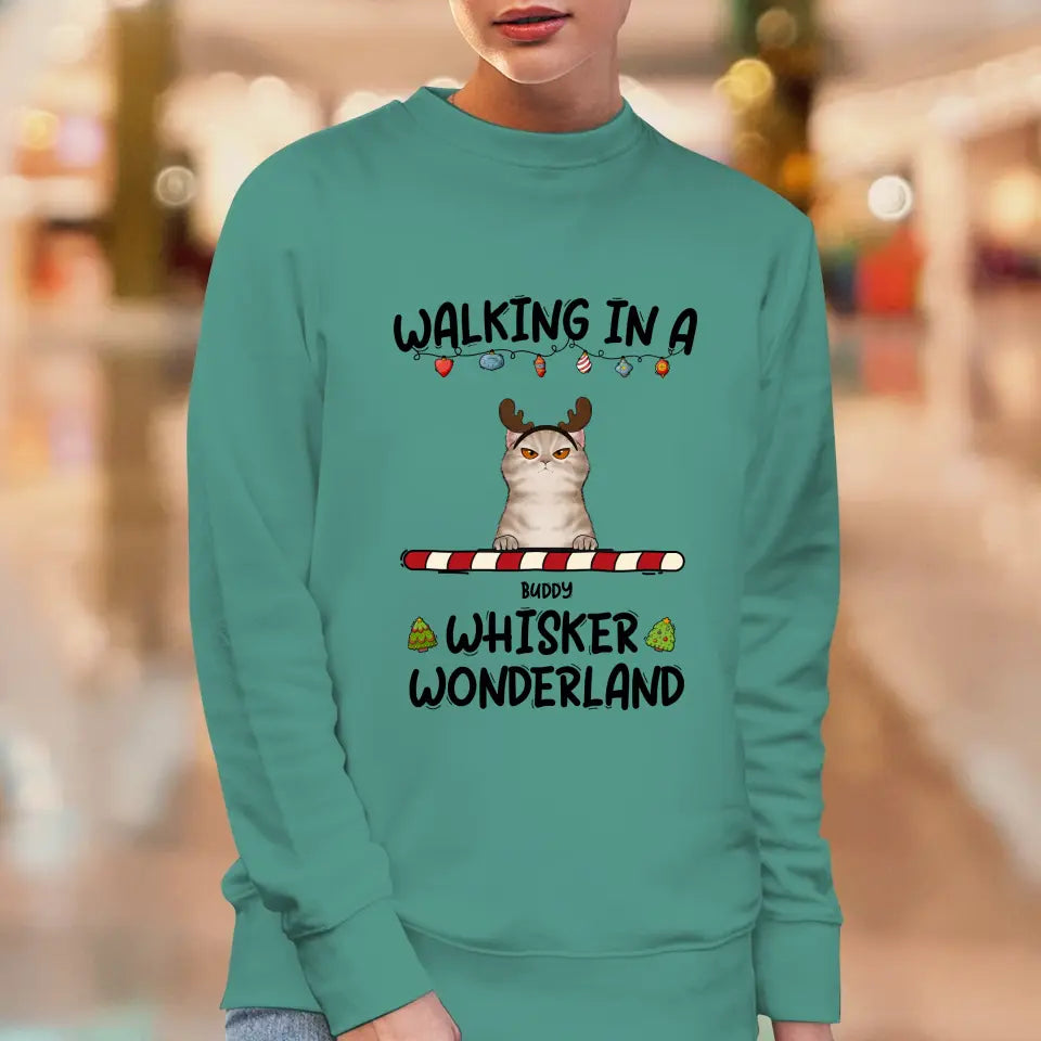 Walking In A Whisker Wonderland - Custom Name - Personalized Gifts For Cat Lovers - Sweater