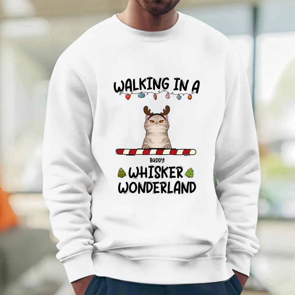 Walking In A Whisker Wonderland - Custom Name - Personalized Gifts For Cat Lovers - Sweater