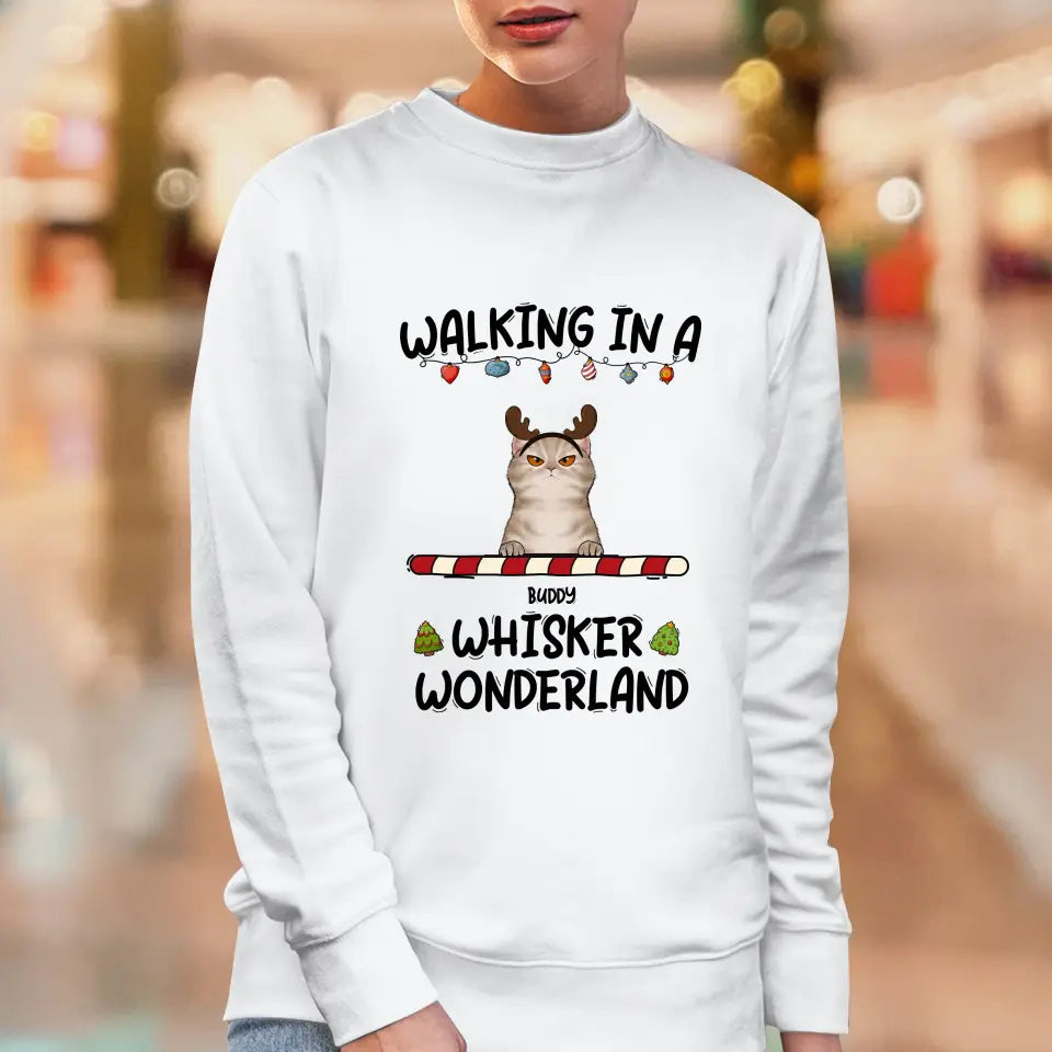 Walking In A Whisker Wonderland - Custom Name - Personalized Gifts For Cat Lovers - Sweater