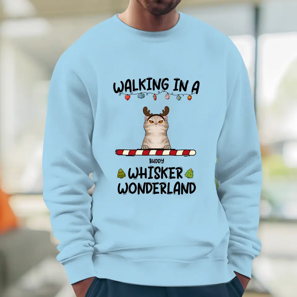 Walking In A Whisker Wonderland - Custom Name - Personalized Gifts For Cat Lovers - Sweater