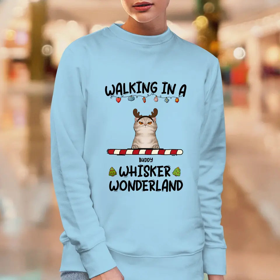 Walking In A Whisker Wonderland - Custom Name - Personalized Gifts For Cat Lovers - Sweater