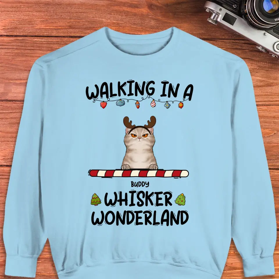 Walking In A Whisker Wonderland - Custom Name - Personalized Gifts For Cat Lovers -  Hoodie