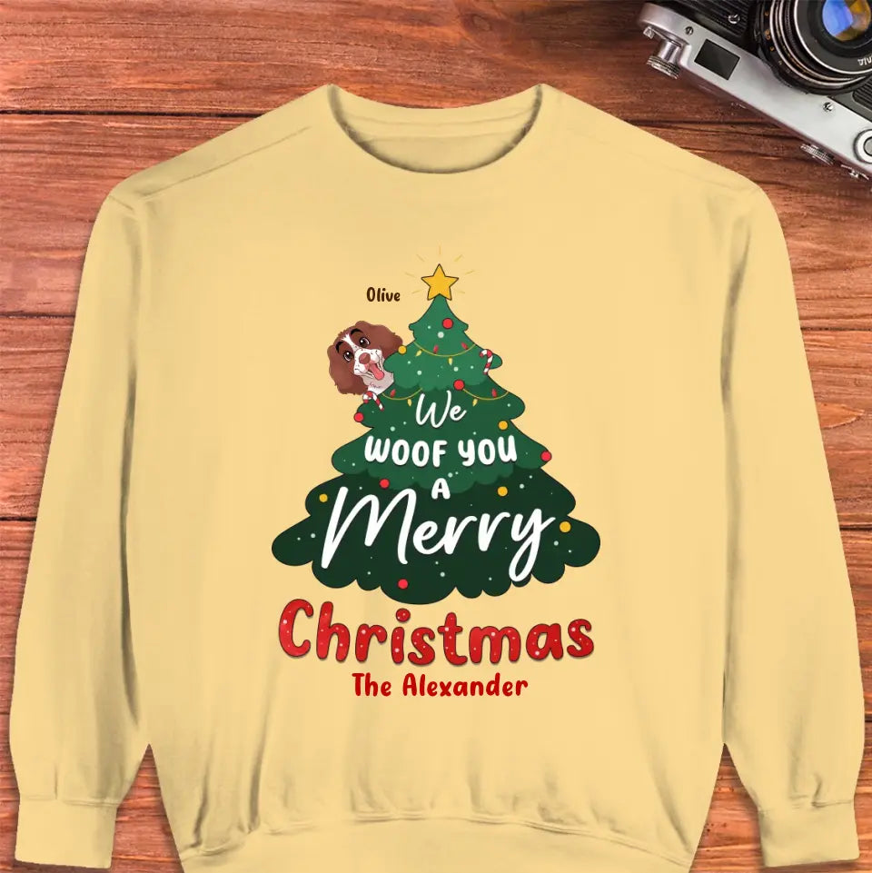 We Woof You A Merry Christmas - Custom Name - Personalized Gifts For Dog Lovers - T-shirt