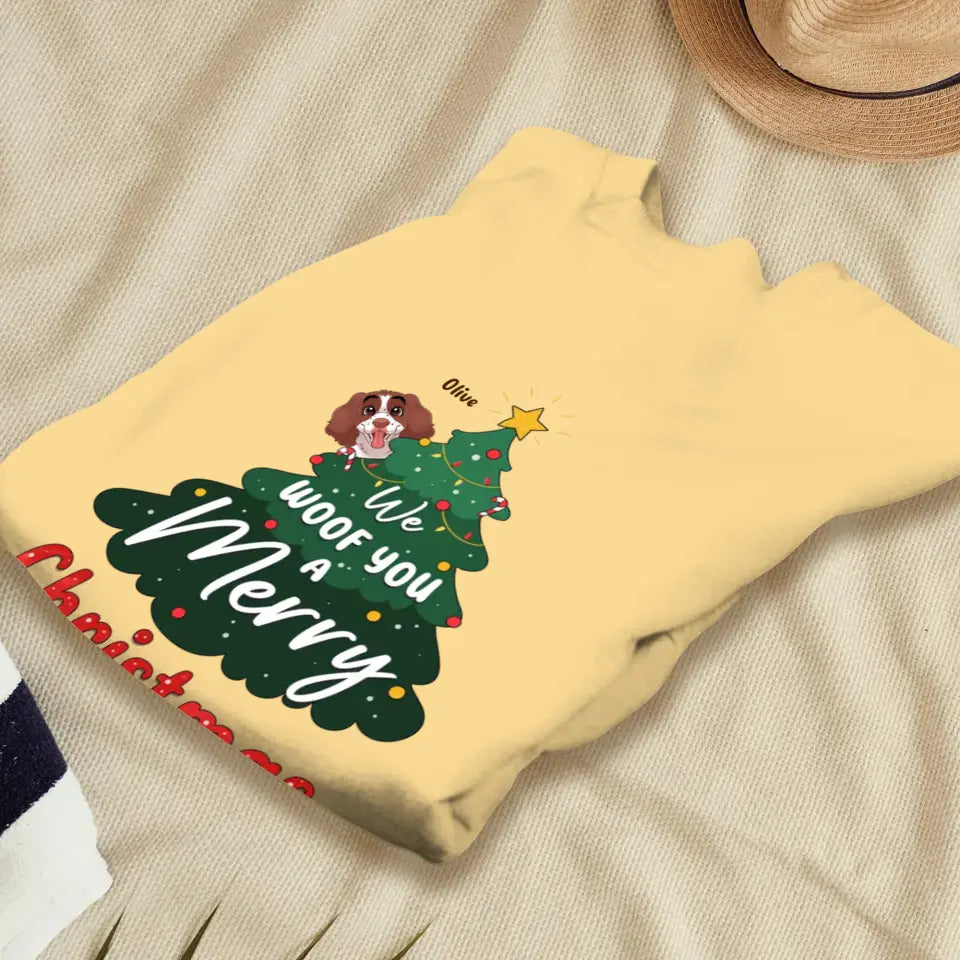 We Woof You A Merry Christmas - Custom Name - Personalized Gifts For Dog Lovers - T-shirt