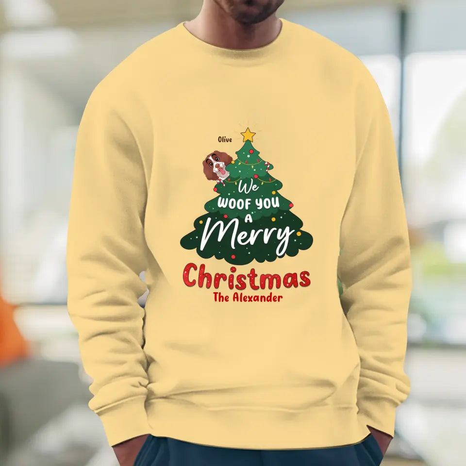 We Woof You A Merry Christmas - Custom Name - Personalized Gifts For Dog Lovers - T-shirt