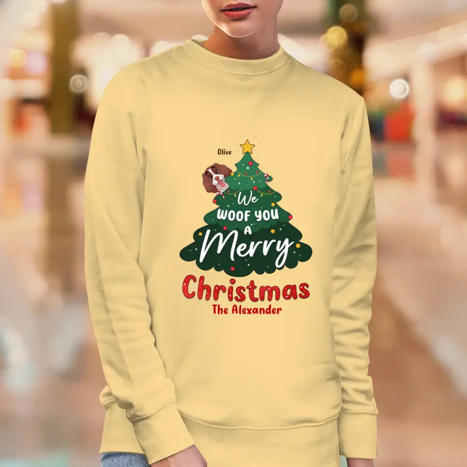 We Woof You A Merry Christmas - Custom Name - Personalized Gifts For Dog Lovers - T-shirt