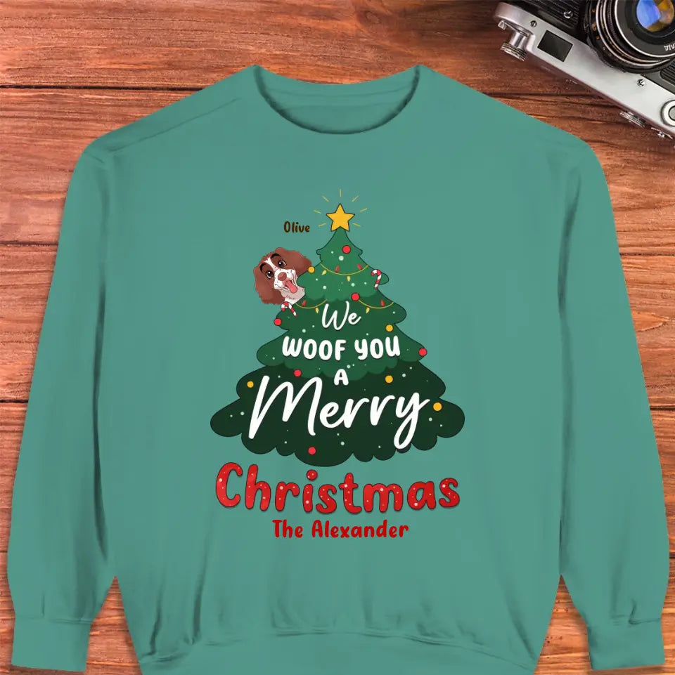 We Woof You A Merry Christmas - Custom Name - Personalized Gifts For Dog Lovers - T-shirt