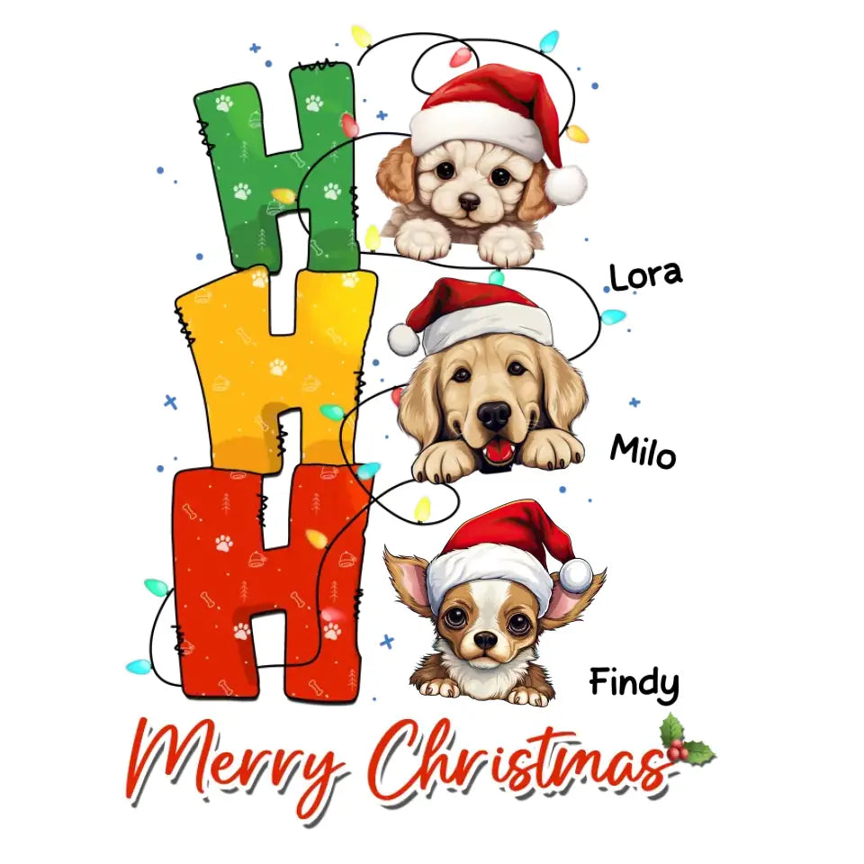 Ho Ho Ho Merry Christmas - Custom Name - Personalized Gifts For Dog Lovers - T-shirt