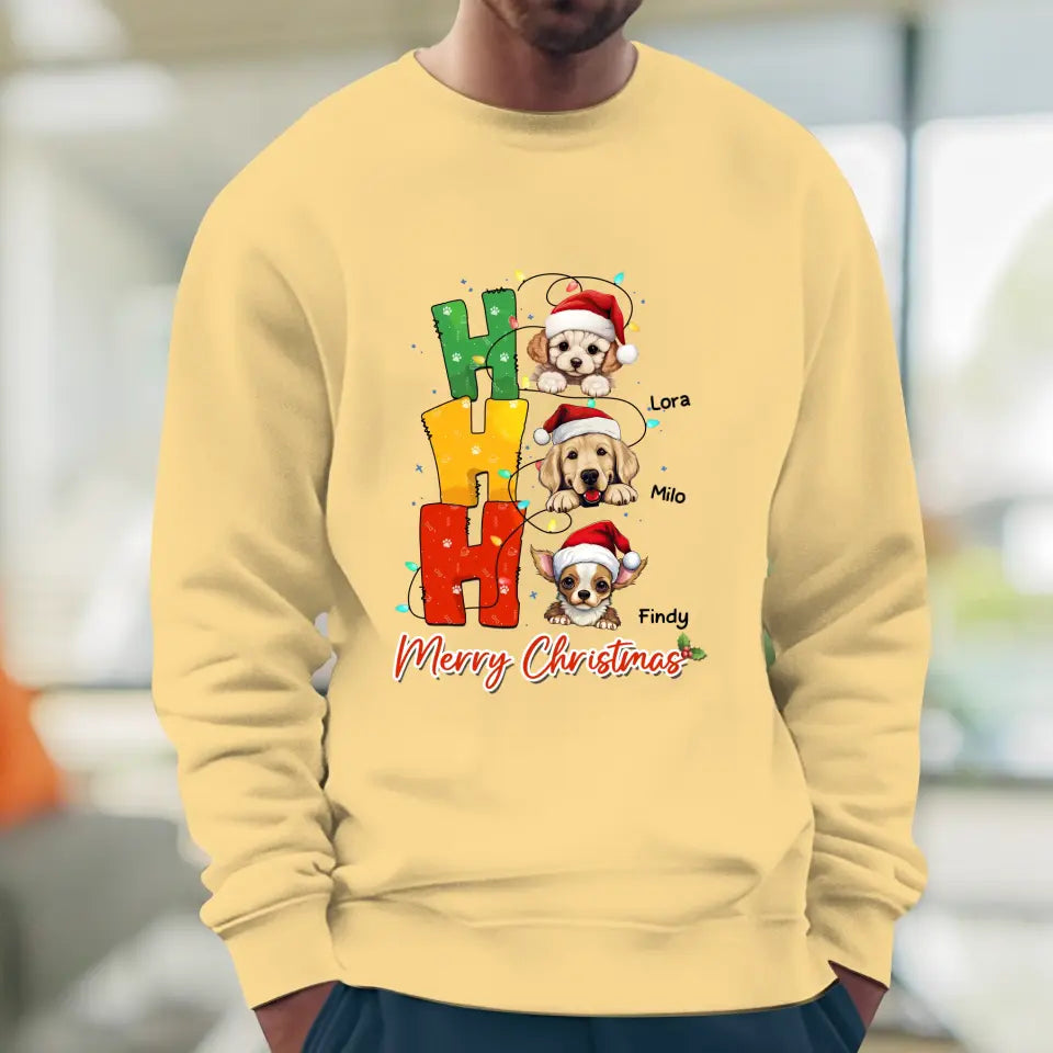 Ho Ho Ho Merry Christmas - Custom Name - Personalized Gifts For Dog Lovers - T-shirt