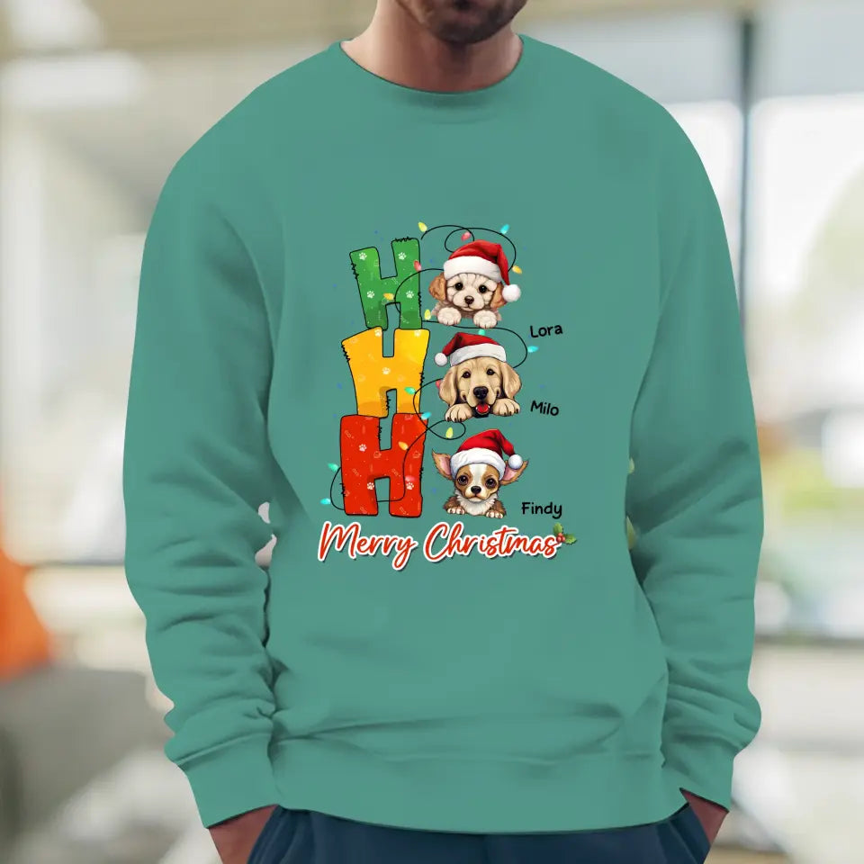 Ho Ho Ho Merry Christmas - Custom Name - Personalized Gifts For Dog Lovers - T-shirt