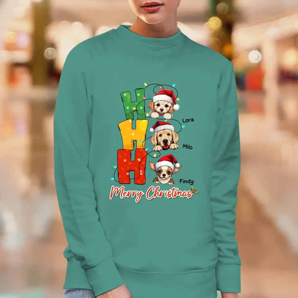 Ho Ho Ho Merry Christmas - Custom Name - Personalized Gifts For Dog Lovers - T-shirt