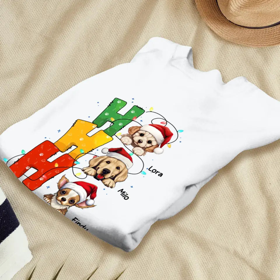 Ho Ho Ho Merry Christmas - Custom Name - Personalized Gifts For Dog Lovers - T-shirt