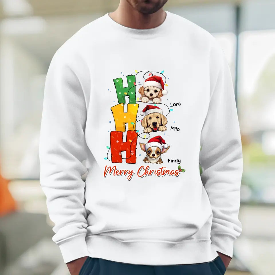 Ho Ho Ho Merry Christmas - Custom Name - Personalized Gifts For Dog Lovers - T-shirt