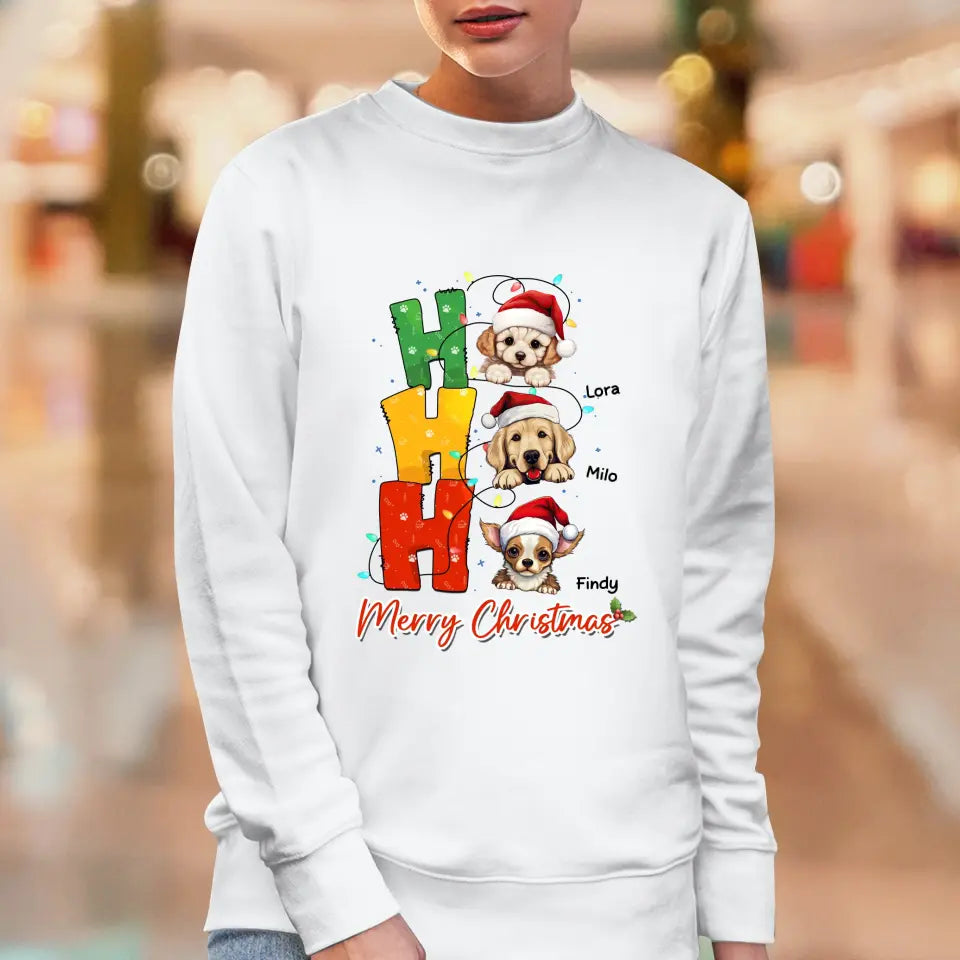 Ho Ho Ho Merry Christmas - Custom Name - Personalized Gifts For Dog Lovers - T-shirt