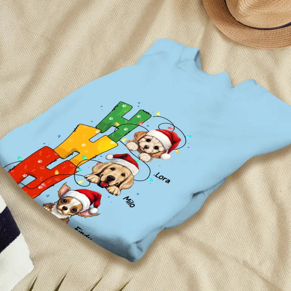 Ho Ho Ho Merry Christmas - Custom Name - Personalized Gifts For Dog Lovers - T-shirt