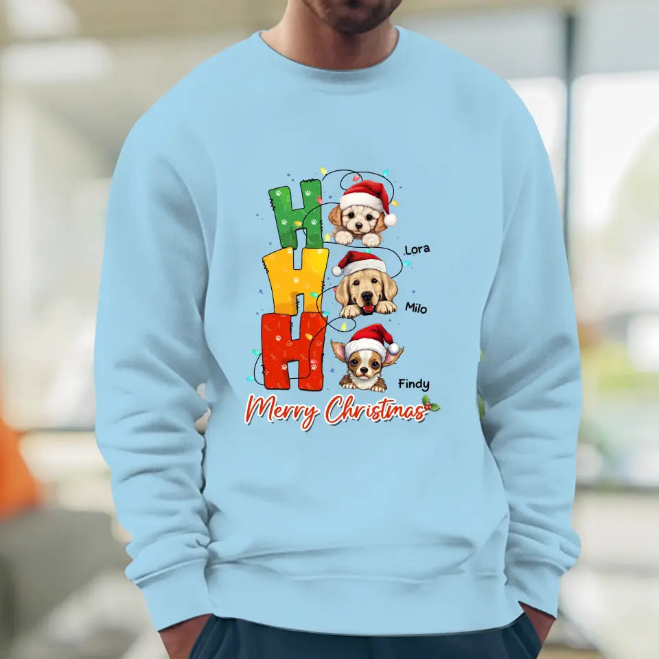 Ho Ho Ho Merry Christmas - Custom Name - Personalized Gifts For Dog Lovers - T-shirt