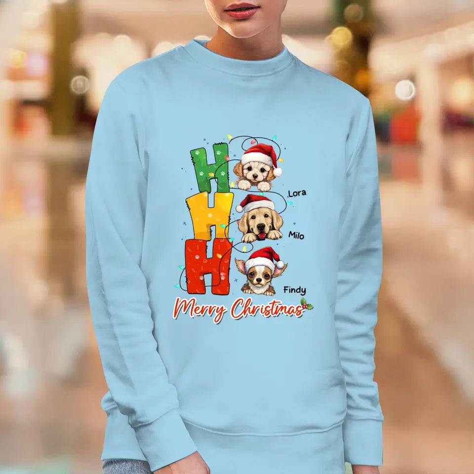 Ho Ho Ho Merry Christmas - Custom Name - Personalized Gifts For Dog Lovers - T-shirt