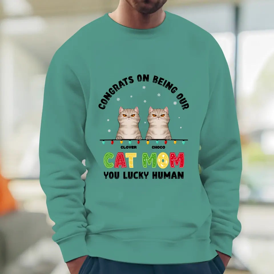 Congrats On Being My Cat Mom - Custom Name - Personalized Gifts for Cat Lovers - Unisex Sweater