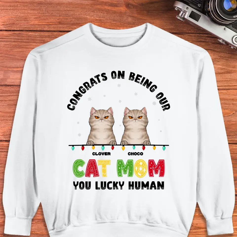 Congrats On Being My Cat Mom - Custom Name - Personalized Gifts for Cat Lovers - Unisex Sweater