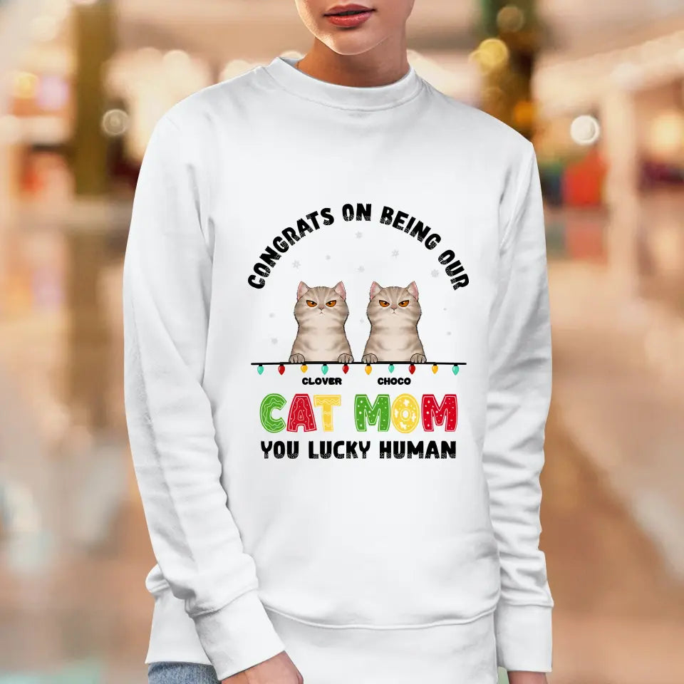 Congrats On Being My Cat Mom - Custom Name - Personalized Gifts for Cat Lovers - Unisex Sweater