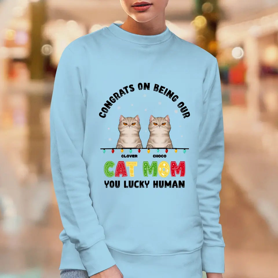 Congrats On Being My Cat Mom - Custom Name - Personalized Gifts for Cat Lovers - Unisex Sweater