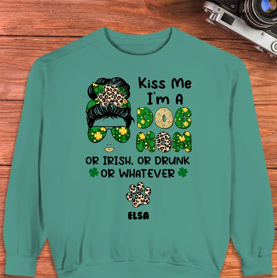 Kiss Me I'm A Dog Mom - Custom Name - Personalized Gifts For Dog Lovers - Unisex Sweater