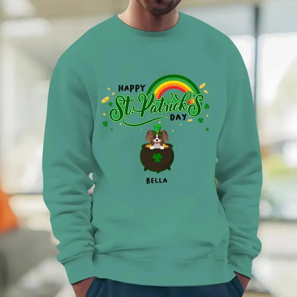 Happy St Patrick's Day - Custom Name - Personalized Gifts For Dog Lovers - Unisex T-Shirt