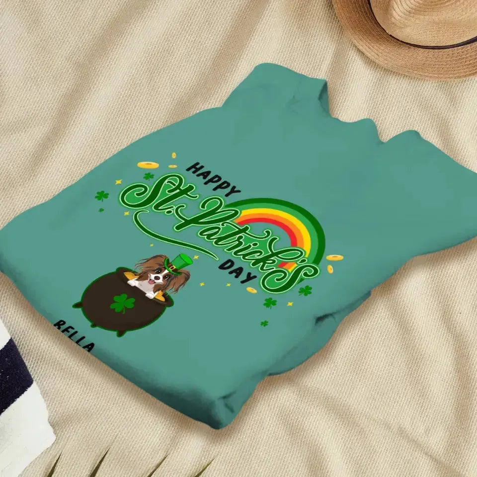 Happy St Patrick's Day - Custom Name - Personalized Gifts For Dog Lovers - Unisex Sweater