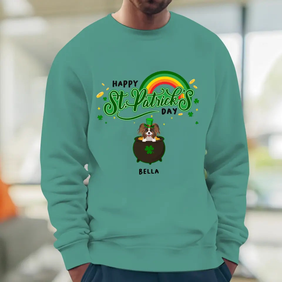 Happy St Patrick's Day - Custom Name - Personalized Gifts For Dog Lovers - Unisex Sweater