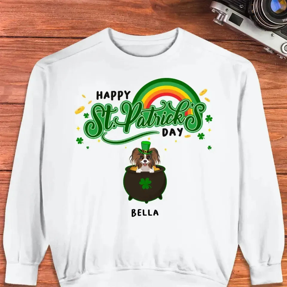 Happy St Patrick's Day - Custom Name - Personalized Gifts For Dog Lovers - Unisex Sweater