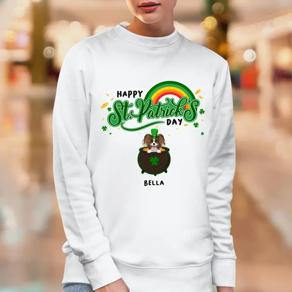 Happy St Patrick's Day - Custom Name - Personalized Gifts For Dog Lovers - Unisex Sweater