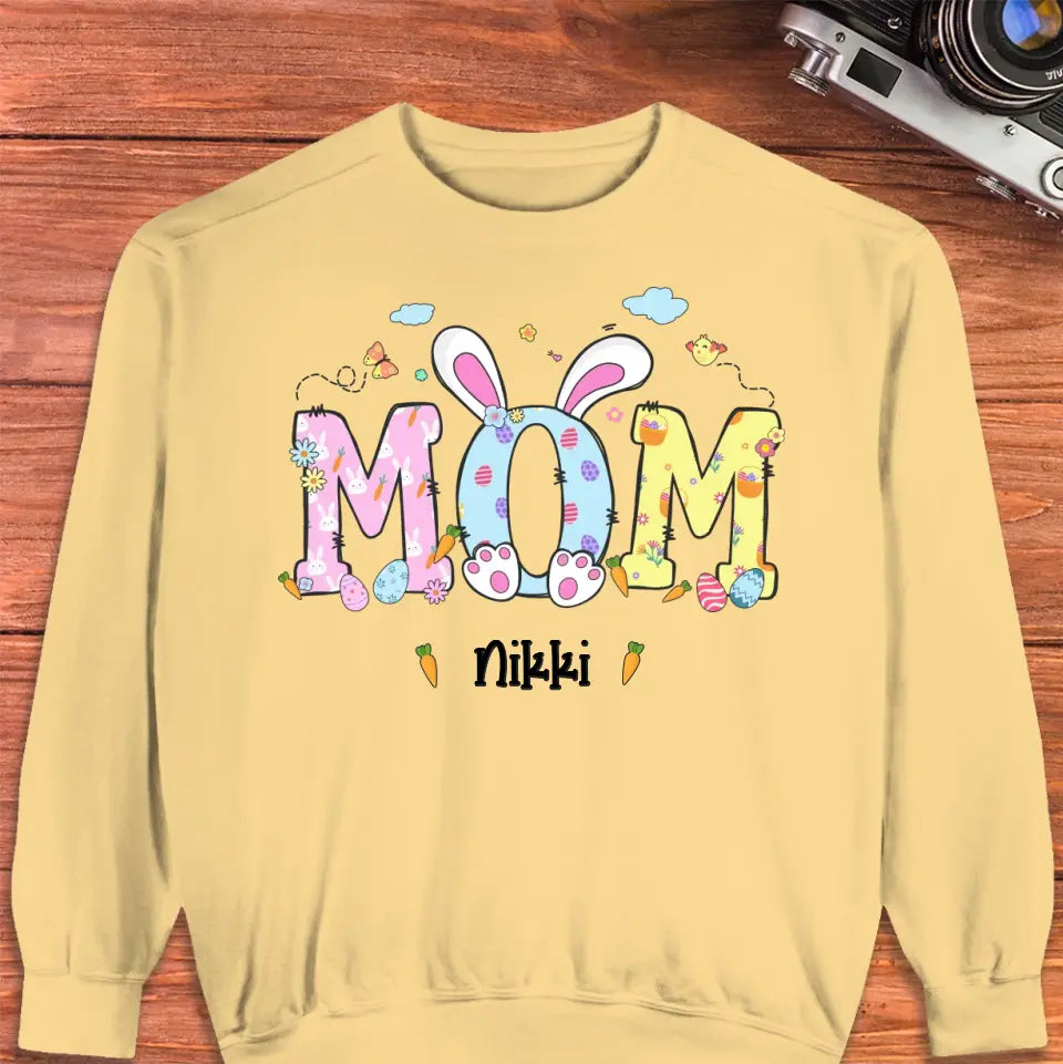 Mama Bunny Easter - Custom Name - Personalized Gifts For Mom - Hoodie