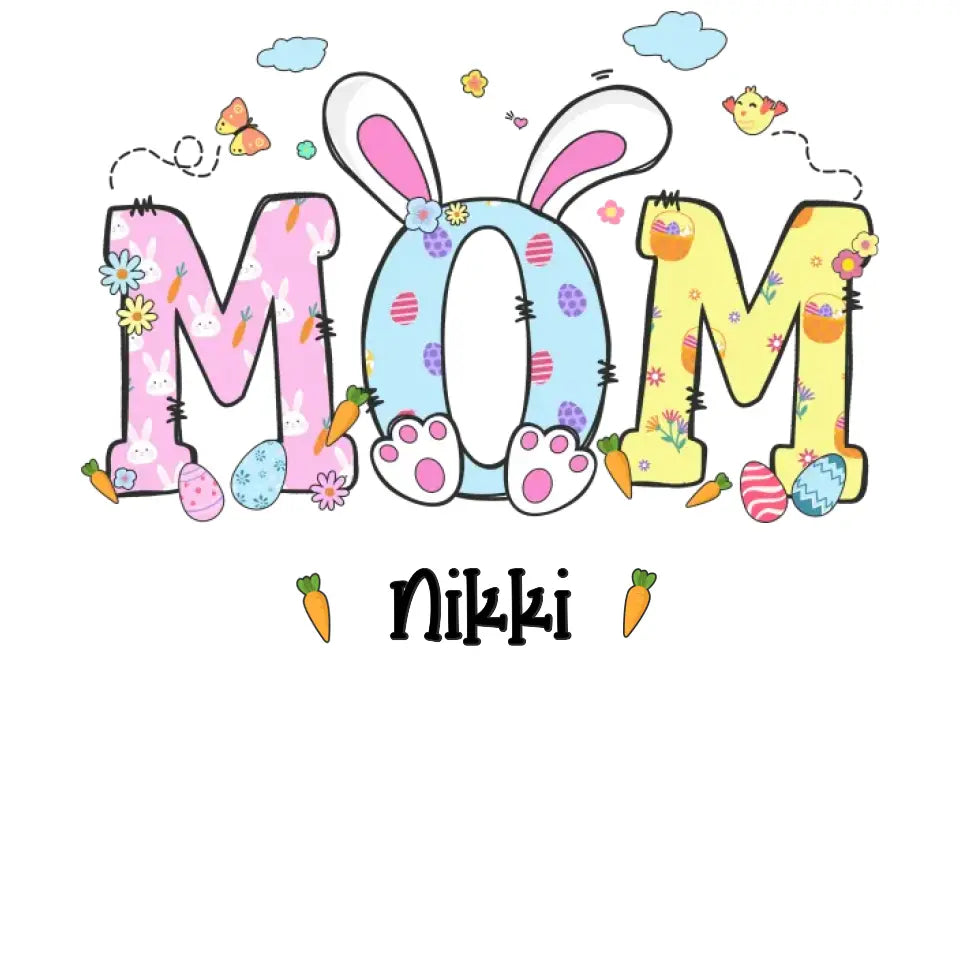 Mama Bunny Easter - Custom Name - Personalized Gifts For Mom - Hoodie