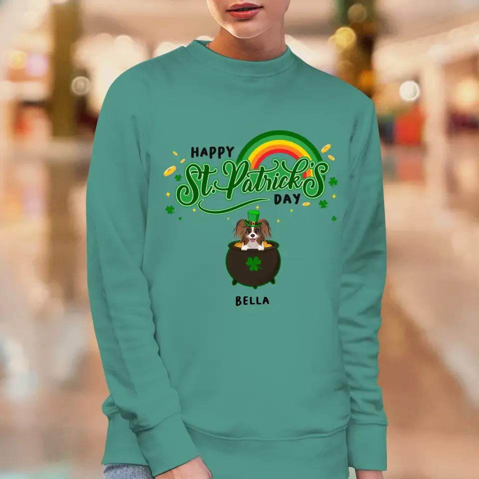 Happy St Patrick's Day - Custom Name - Personalized Gifts For Dog Lovers - Unisex Hoodie