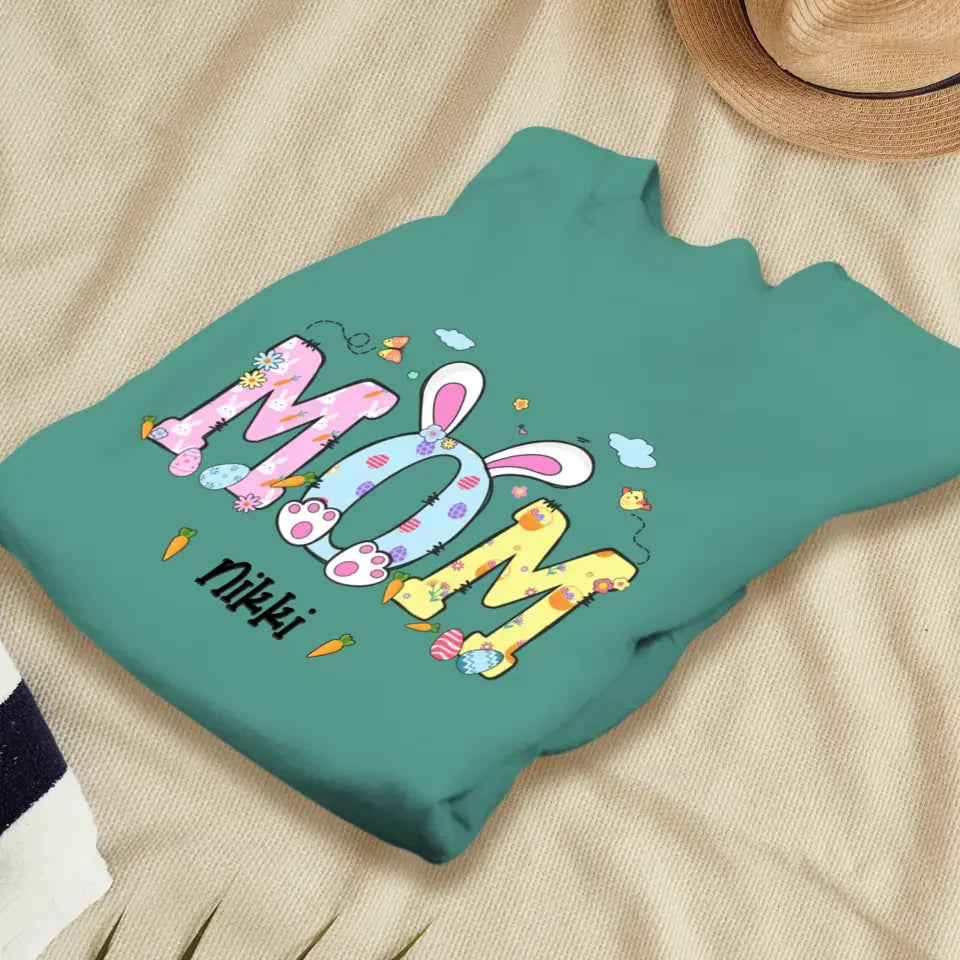 Mama Bunny Easter - Custom Name -  Personalized Gifts For Mom - T-Shirt