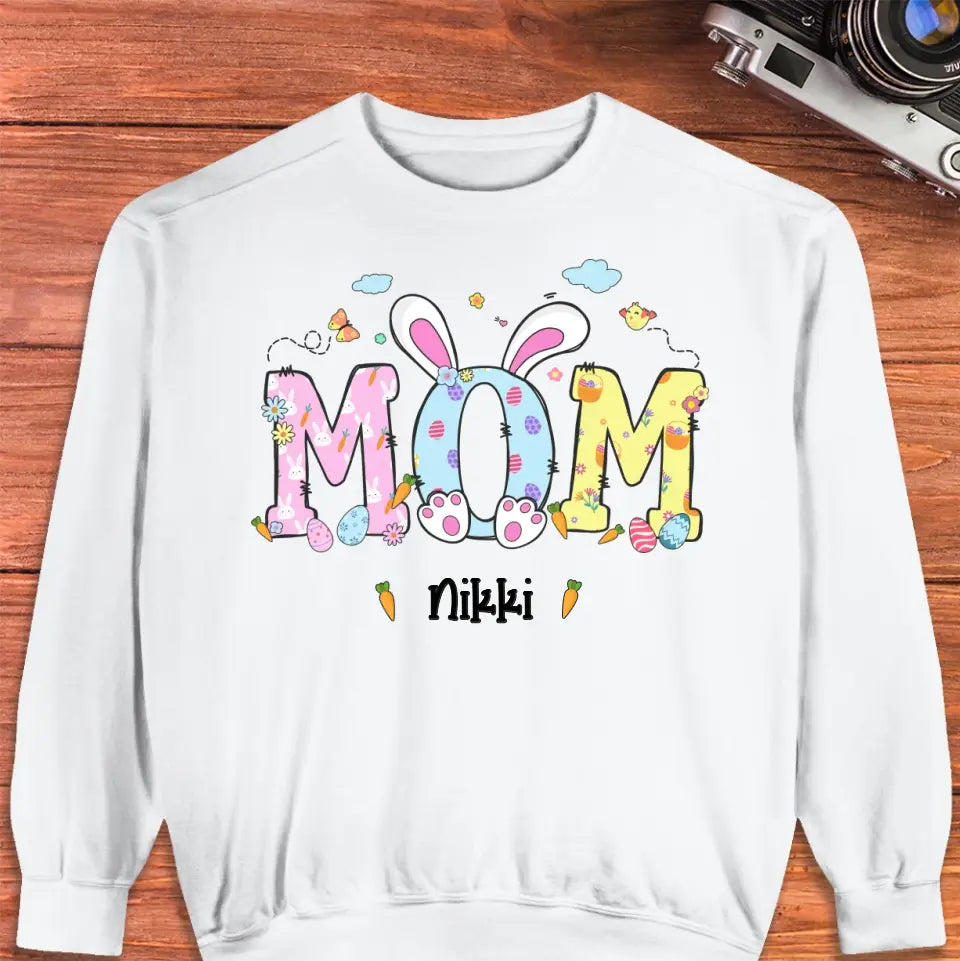 Mama Bunny Easter - Custom Name -  Personalized Gifts For Mom - T-Shirt