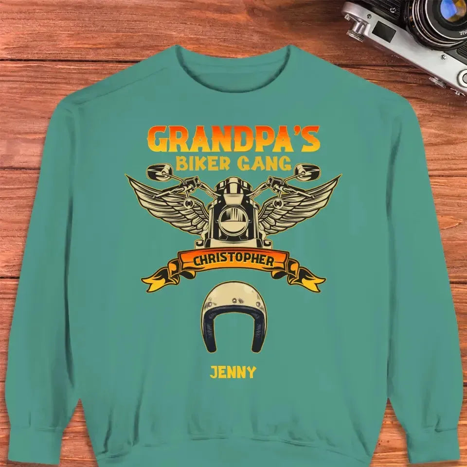 Grandpa's Biker Gang - Custom Name - Personalized Gifts For Grandpa - T-Shirt