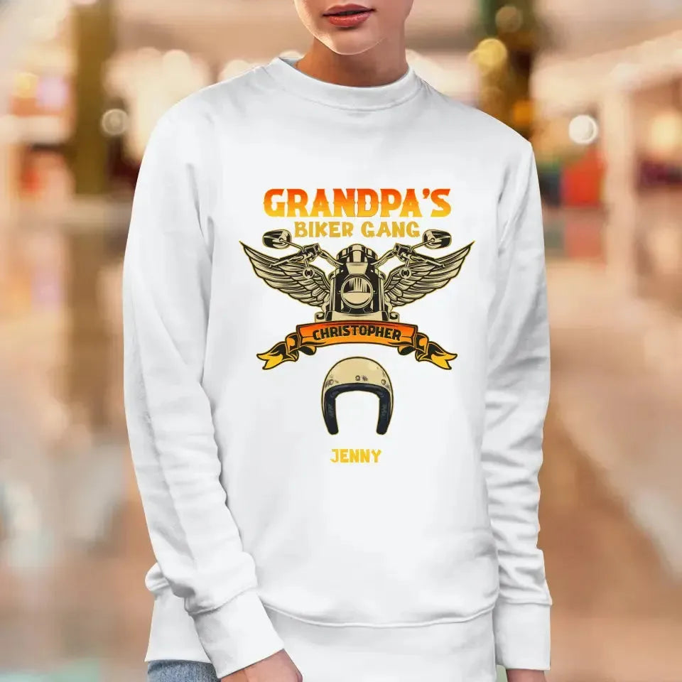 Grandpa's Biker Gang - Custom Name - Personalized Gifts For Grandpa - T-Shirt