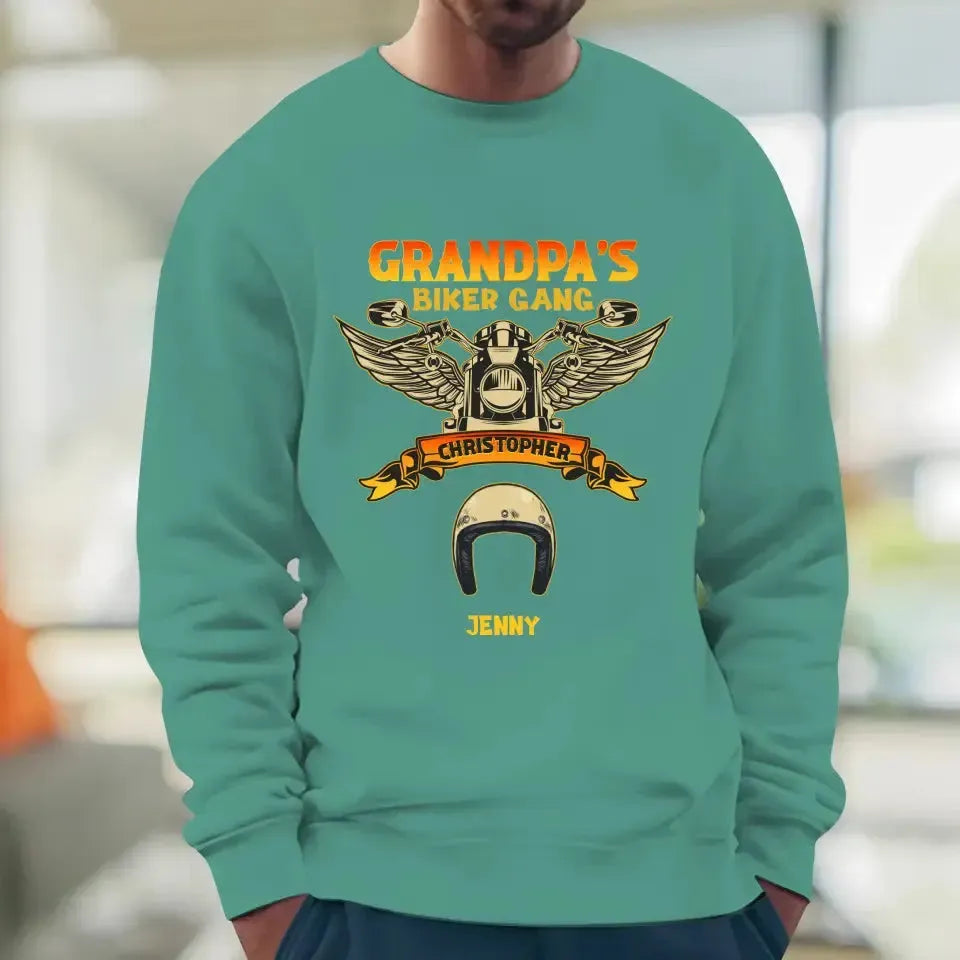 Grandpa's Biker Gang - Custom Name - Personalized Gifts For Grandpa - Sweater