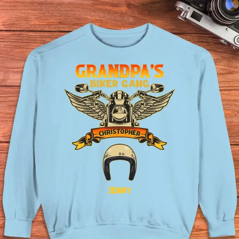 Grandpa's Biker Gang - Custom Name - Personalized Gifts For Grandpa - T-Shirt