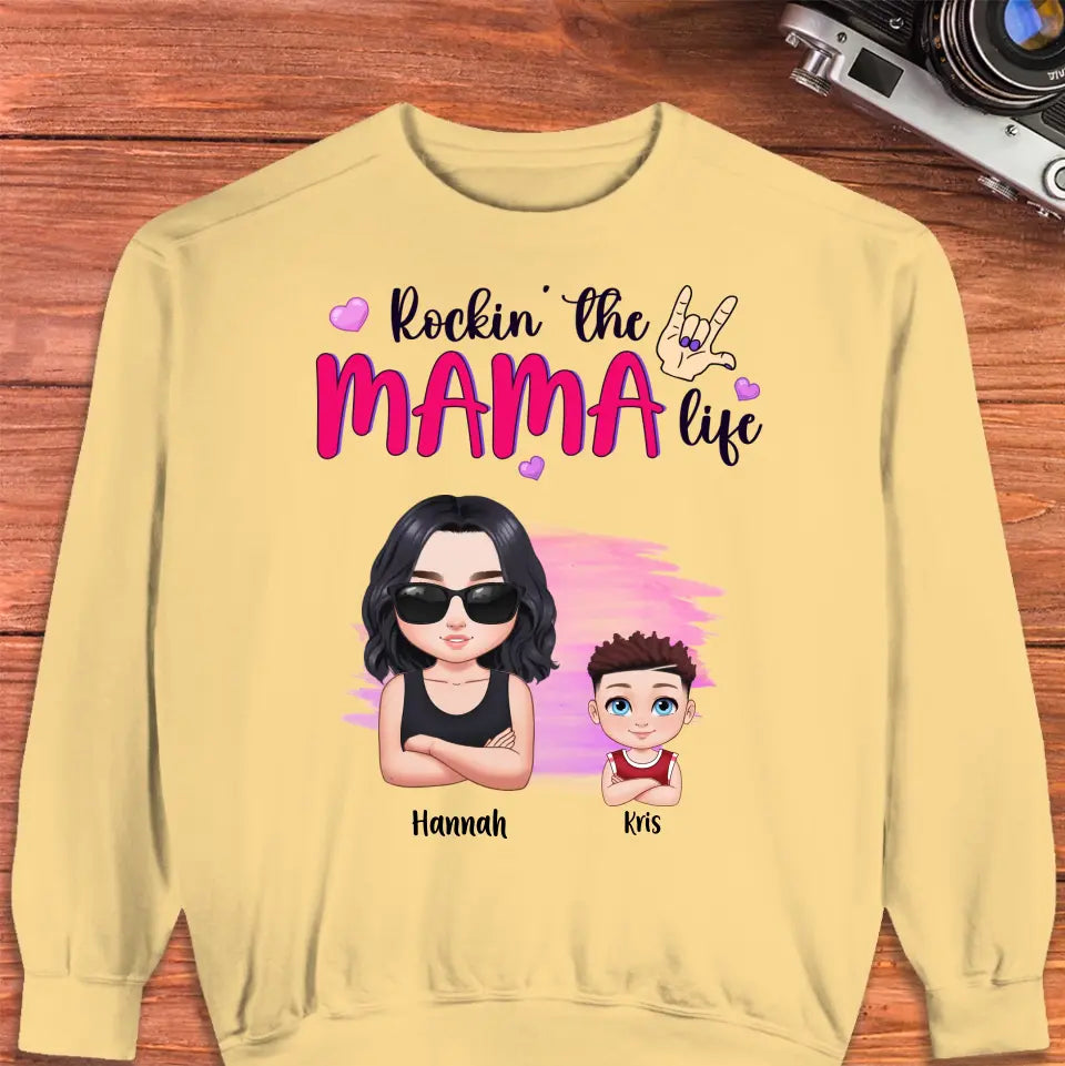 Rockin' The Mama Life - Custom Name - Personalized Gifts For Mom - T-Shirt