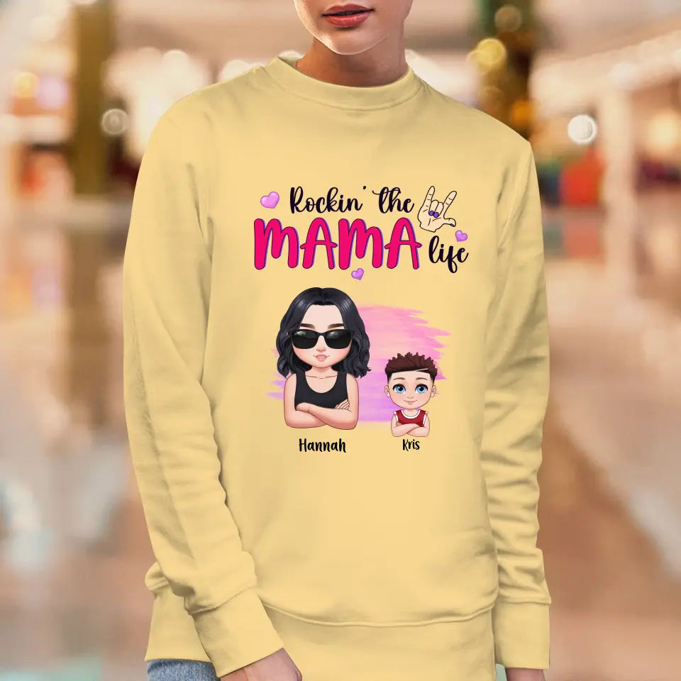 Rockin' The Mama Life - Custom Name - Personalized Gifts For Mom - T-Shirt