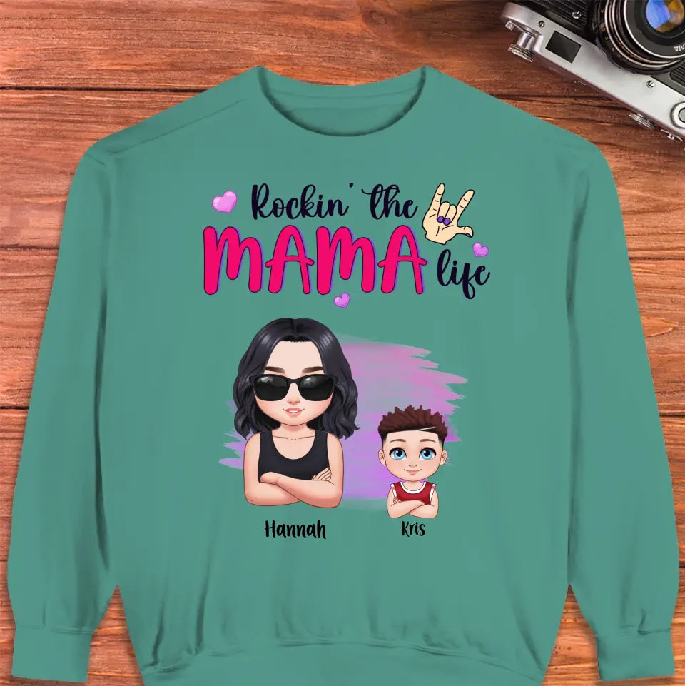 Rockin' The Mama Life - Custom Name - Personalized Gifts For Mom - T-Shirt