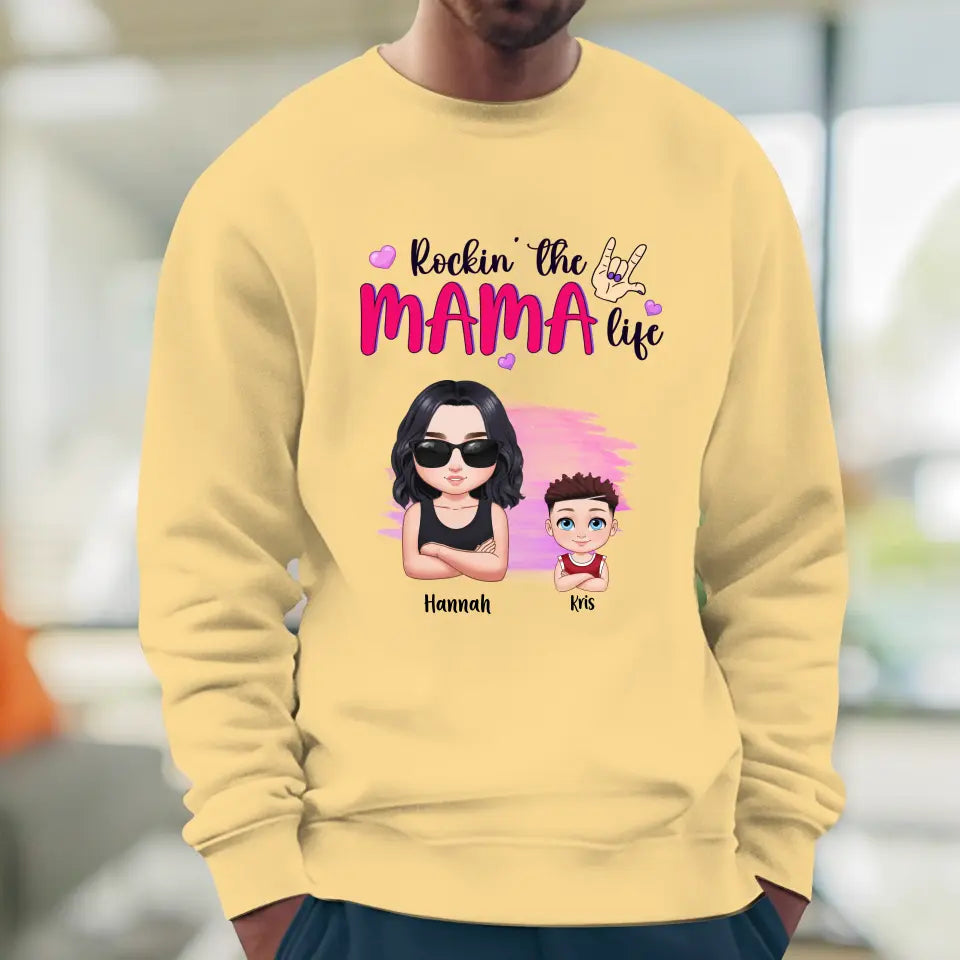 Rockin' The Mama Life - Custom Name - Personalized Gifts For Mom - Sweater