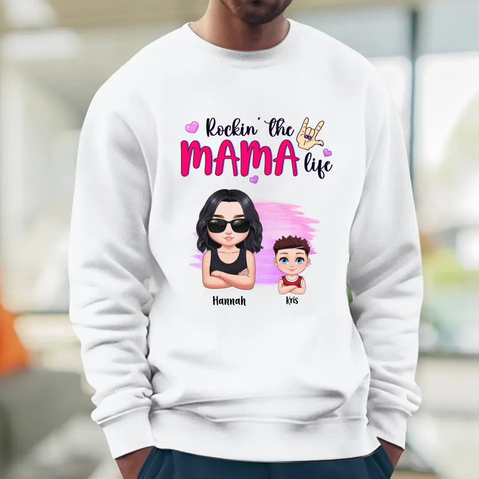 Rockin' The Mama Life - Custom Name - Personalized Gifts For Mom - T-Shirt