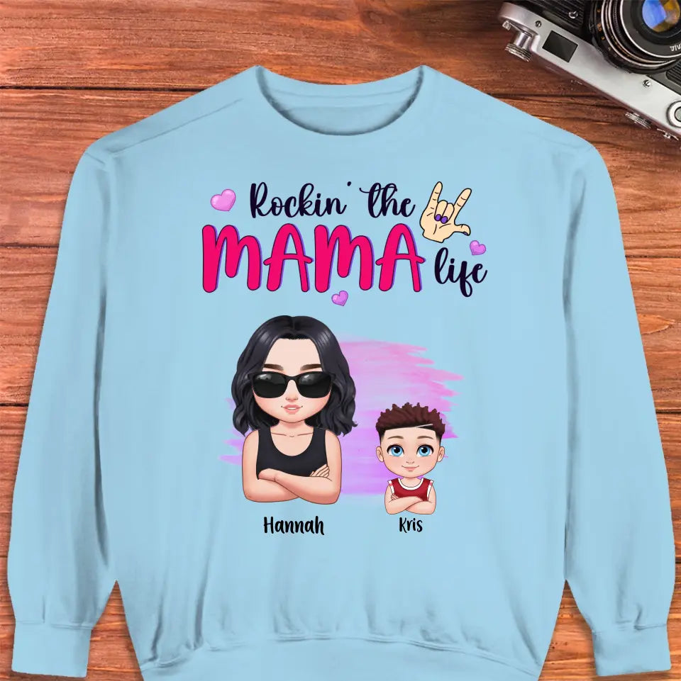 Rockin' The Mama Life - Custom Name - Personalized Gifts For Mom - T-Shirt