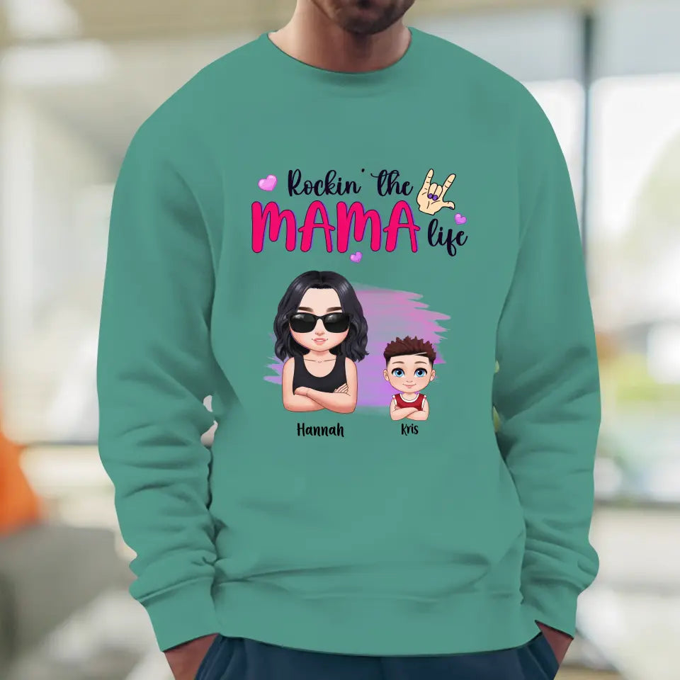 Rockin' The Mama Life - Custom Name - Personalized Gifts For Mom - Sweater