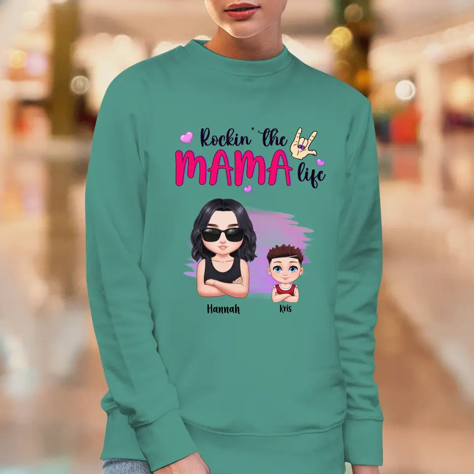 Rockin' The Mama Life - Custom Name - Personalized Gifts For Mom - Sweater