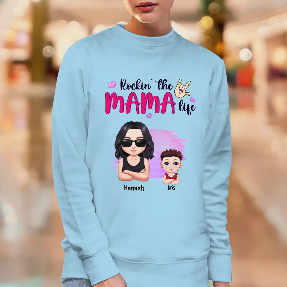 Rockin' The Mama Life - Custom Name - Personalized Gifts For Mom - T-Shirt